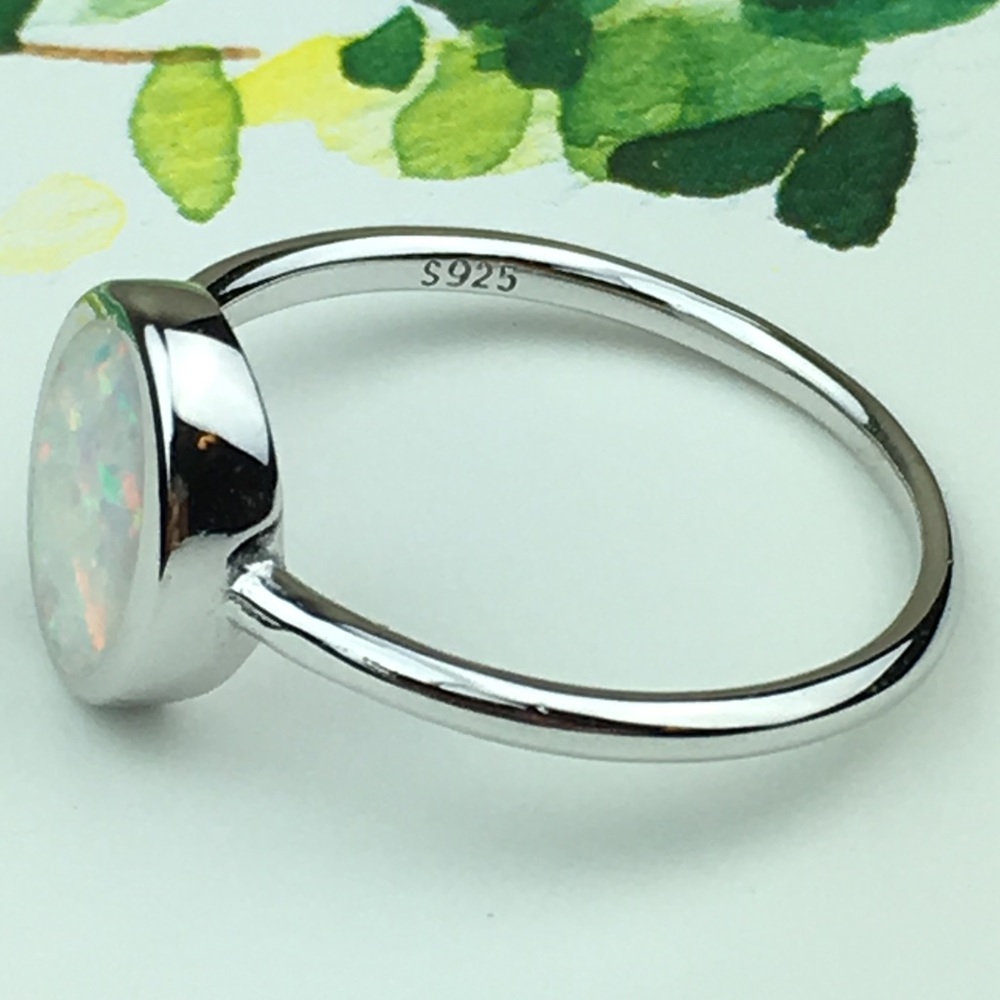 Sterling Silver Genuine Natural Austrian Opal Ring - Picture 3 of 8